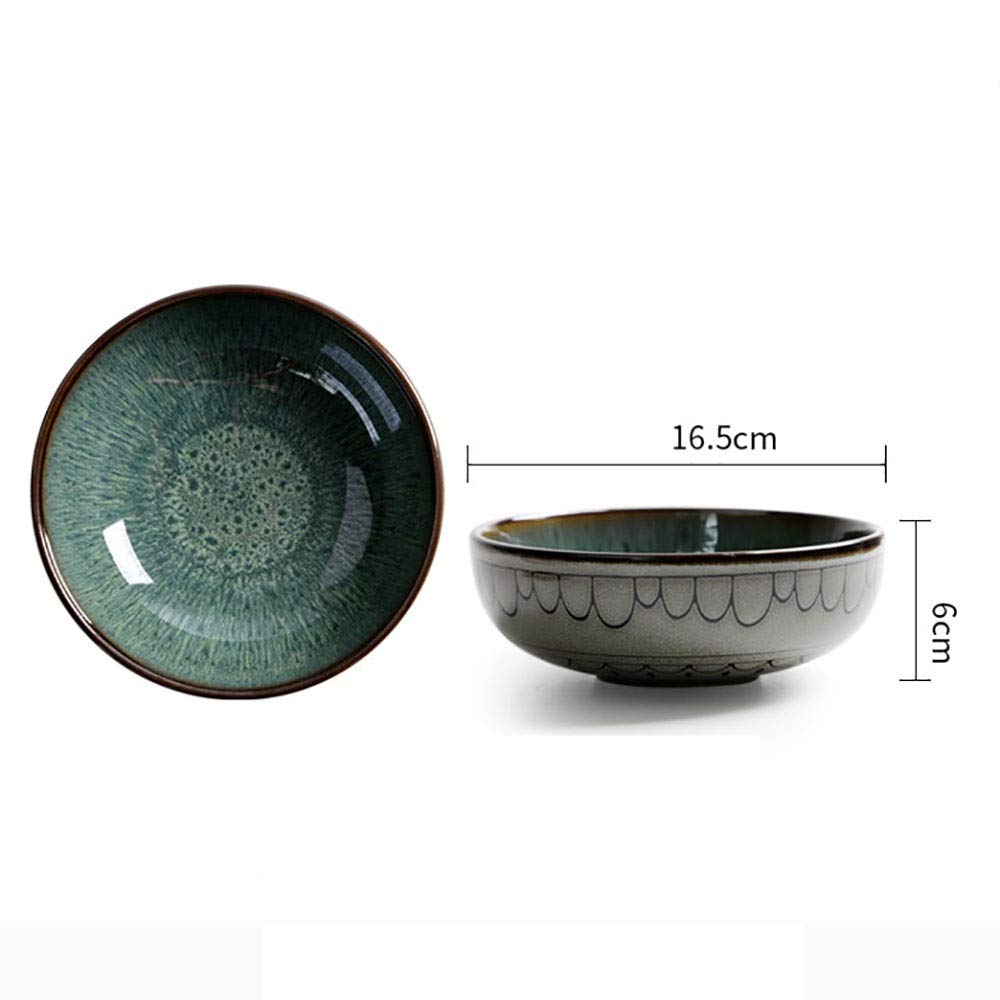 Ensaladeras 2pcs Cerámica Cuenco creativo vajilla de cerámica bajo Ramen tazón grande Ensaladera para Restaurantes y Hogares