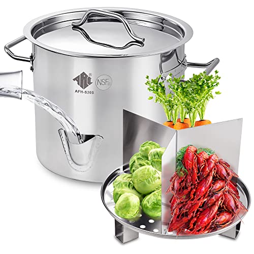 Comparison: Best Stainless Steel Tamale Steamer 4 ARC 32QT Stainless Steel Tamale Steamer Pot with Easy-fill Water Spout, Seafood Crab Steamer with Divider and Rack, 8 Gallon