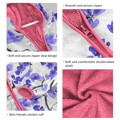 OTVEE Blue Blossom Flowers Kids Hoodie Jacket Fall Spring Full Zip Warm Outwear Coat3