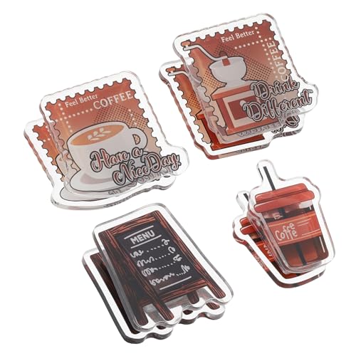 PATIKIL Cute Chip Bag Clip, 4 Pcs Acrylic Coffee Paper Clip Chip Clip Food Bag Clip Clamps for Paper Pictures Photos Notes Kitchen Home Office, Dark Brown