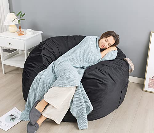 Whatsbedding Bean Bag Chairs For Adults Filled With Memory Foam, Large Bean Bag Sofa, Furniture Bag With Soft Dutch Velvet Cover,Black, 3 Ft #TOP5