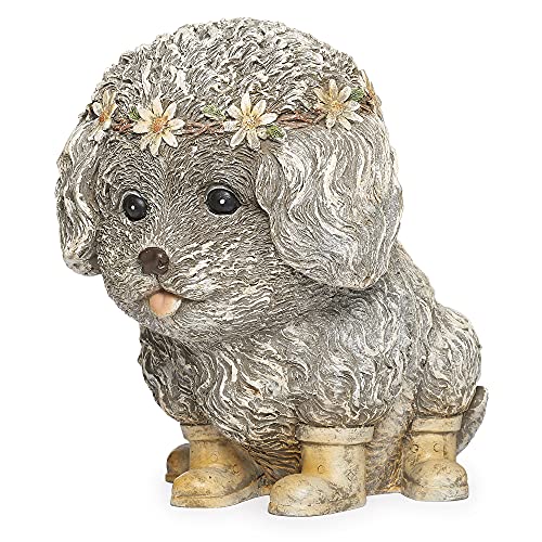 Roman Garden - Dog in Rain Boots Statue, 9H, Pudgy Pals Collection, Resin and Dolomite, Decorative, Garden Gift, Home Outdoor Decor, Durable, Long Lasting
