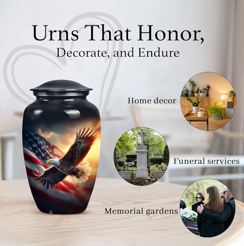 Image of Eagle Urns for Human Ashes Adult Man -American Flag Cremation Urn for Women