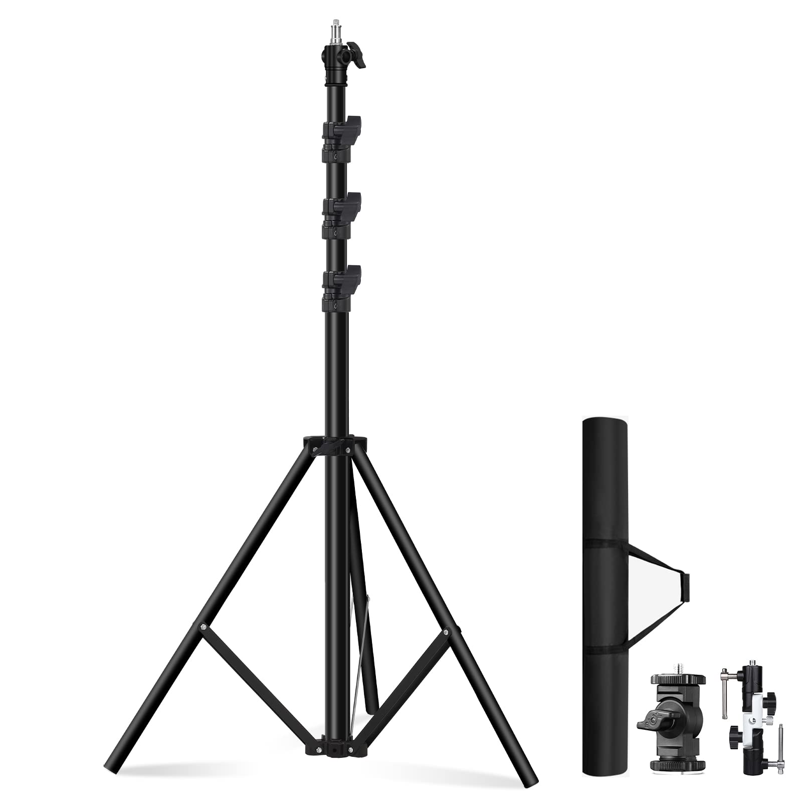 Soonpho 300cm Spring Buffer Light Stand,Support de Flash sur trépied en Acier Inoxydable avec étui et Adaptateur 1/4, 3/8 Pouce,pour Enregistrement vidéo en Studio,Softbox
