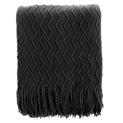 BATTILO HOME Black Throw Blanket for Couch, Boho Black Throws