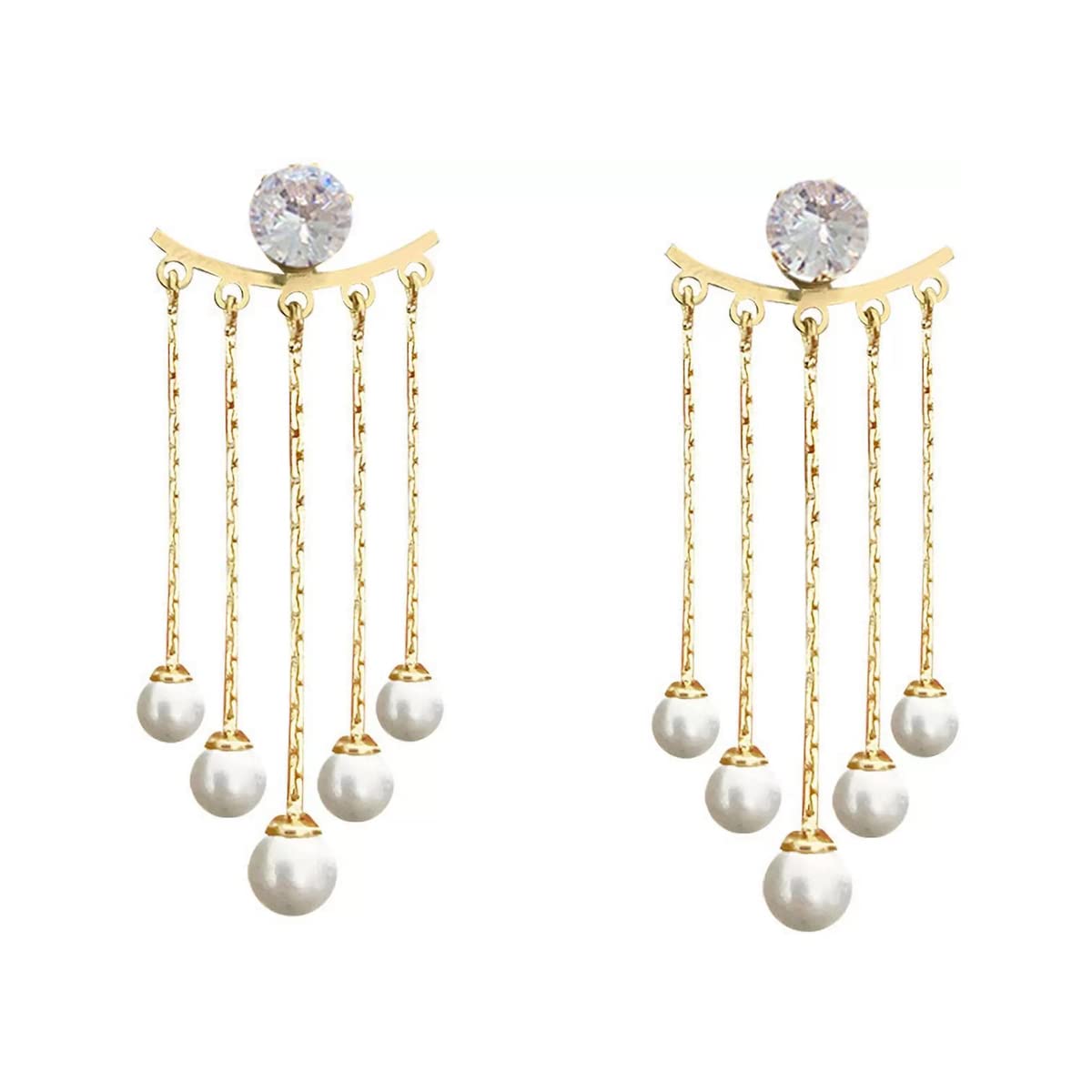 Jewels Galaxy Gold Plated Korean AD and Pearl Contemporary Drop Earrings (FMYN-ERG-35795) (B0C5RR3HJ2) Amazon Price History, Amazon Price Tracker