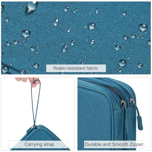 Image of FYY Electronic Organizer, Extra Large Travel Cable Organizer Bag Pouch Portable Waterproof Double Layers All-in-One Storage Bag for iPad, Cable, Power Bank, Laptop Charger for Office /Home, Dark Green