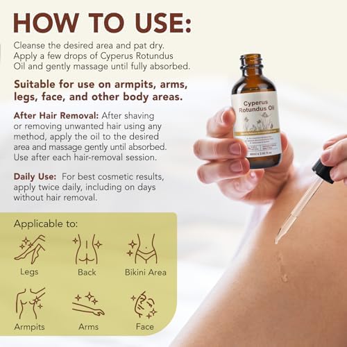 Cyperus Rotundus, Natural Cyperus Rotundus Oil for Hair Removal, Helps Reduce Unwanted Hair Growth, Balances Skin Tone, Minimizes Pores & Moisturizing, Hair Removal Oil Suitable for All Skin Types (1PCS) — view 6