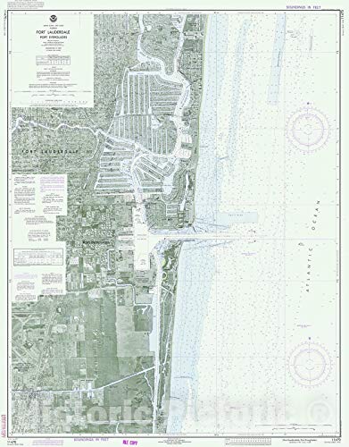 Historic Pictoric Fort Lauderdale Port Everglades 1977 Nautical Chart Map Print - 18in x 24in