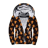 Halloween Herren Kapuzenpullover mit Reißverschluss Fleece-Innenseite Kapuzenjacke Langarm Hoodie Winter Sweatshirts BB-M