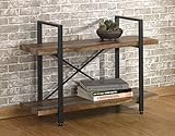 O&K FURNITURE 2-Tier Rustic Wood and Metal Bookshelves, Industrial Style Bookcases Furniture,Vintage...