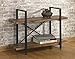 O&K FURNITURE 2-Tier Rustic Wood and Metal Bookshelves, Industrial Style Bookcases Furniture,Vintage Brown