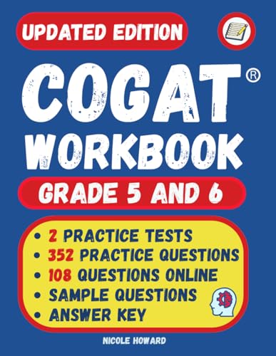 COGAT® WORKBOOK GRADE 5 AND 6: 2 MANUSCRIPTS, COGAT® GRADE 5 TEST PREP, COGAT® GRADE 6 TEST PREP, LEVEL 11 AND 12 FORM 7, 352 PRACTICE QUESTIONS, ... ONLINE (Gifted and Talented Test Prep)