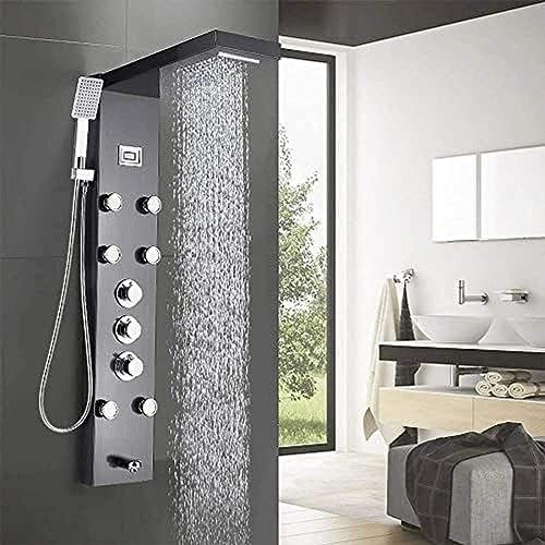 Panel de ducha termostático sistema torre lluvia y cascada con acabado en bronce aceite miniatura 2