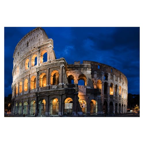 Image of Garden Market Place LED Canvas Wall Art, Roman Coliseum Light Up Canvas Print, Battery Powered Illuminated Wall Art with 6 LED Lights, Wooden Frame, Indoor Use, 60 x 40 cm