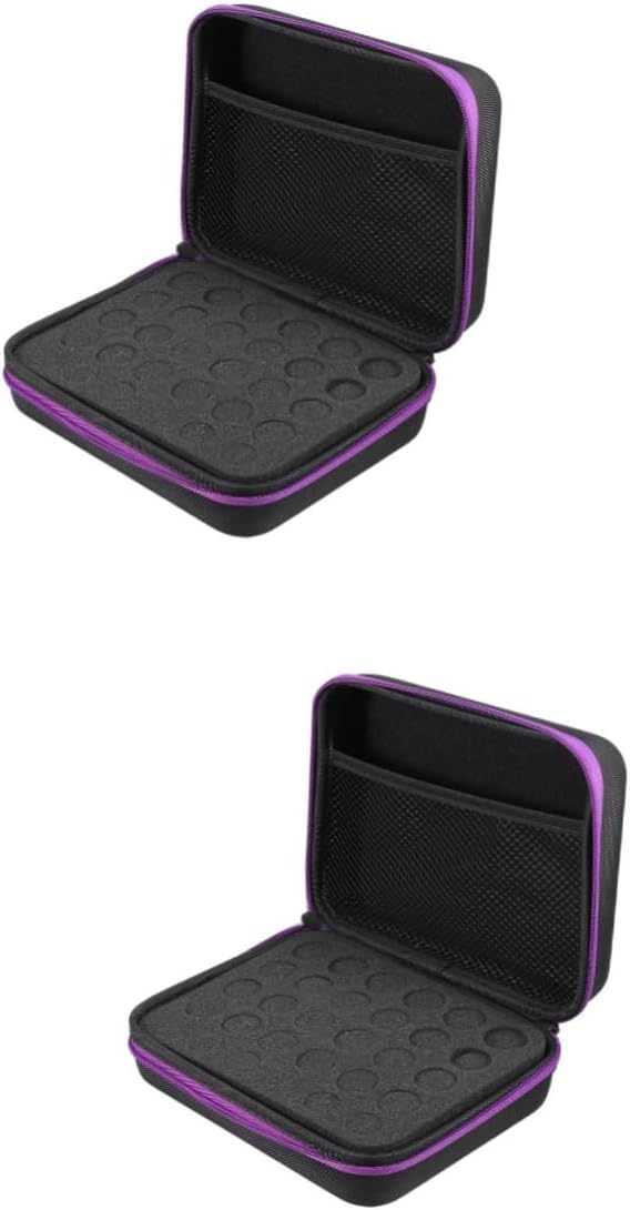 2 pcs 12 Holder Oils Protection Ml Carrying Essential Purple Shockproof Hard Bag Drop Large, Purplex2pcs, mediumx2pcs