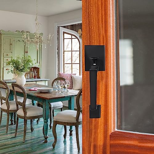 SUMBIN Single Cylinder HandleSet with Lever Door Handle (for Entrance and Front Door) Matt Black Finish