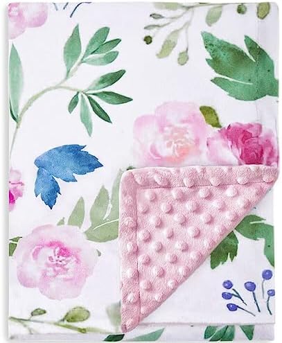 HOMRITAR Floral Baby Blanket for Girls Double Layer Dotted Backing
