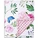 Baby Blanket for Girls Super Soft Double Layer Minky with Dotted Backing, Receiving Blanket with Pink Floral Multicolor Printed Blanket 30 x 40 Inch(75x100cm)