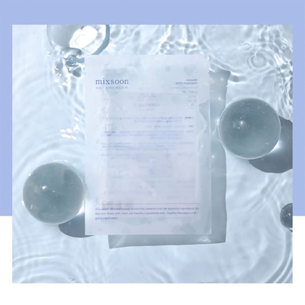 mixsoon Bifida Sheet Mask Pack Face Moisturizer Sheets Korean Glass Skin Care 1Pack (5ea)