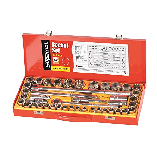 🔥 Cashback up to 70% Supatool Socket Wrench Set - 1/2 Drive SAE & Metric Tool Kit with Reversible Ratchet & Case - 43 Piece Free Shipping Over $50 Supatool Socket Wrench Set - 1/2 Drive SAE & Metric Tool Kit with Reversible Ratchet & Case - 43 Piece