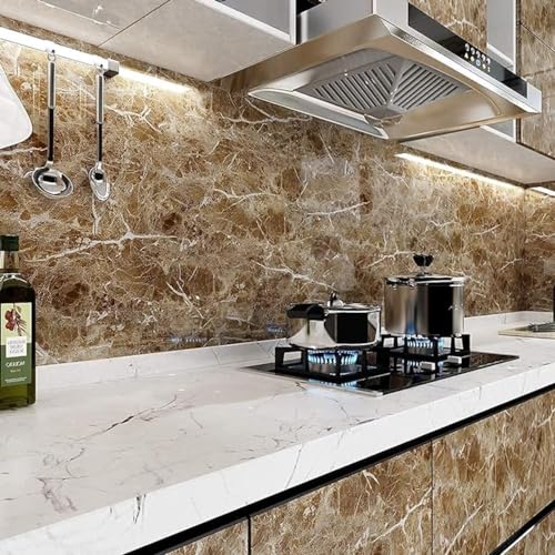 Believers Group Vinyl Marble Wallpaper Peel and Stick Waterproof Wallpaper for Home Kitchen Countertop Cabinet Furniture Self-Adhesive Wallpaper,(60 x 200cm) (Light Brown Wallpaper) (B0DDPVKRTN) Amazon Price History, Amazon Price Tracker