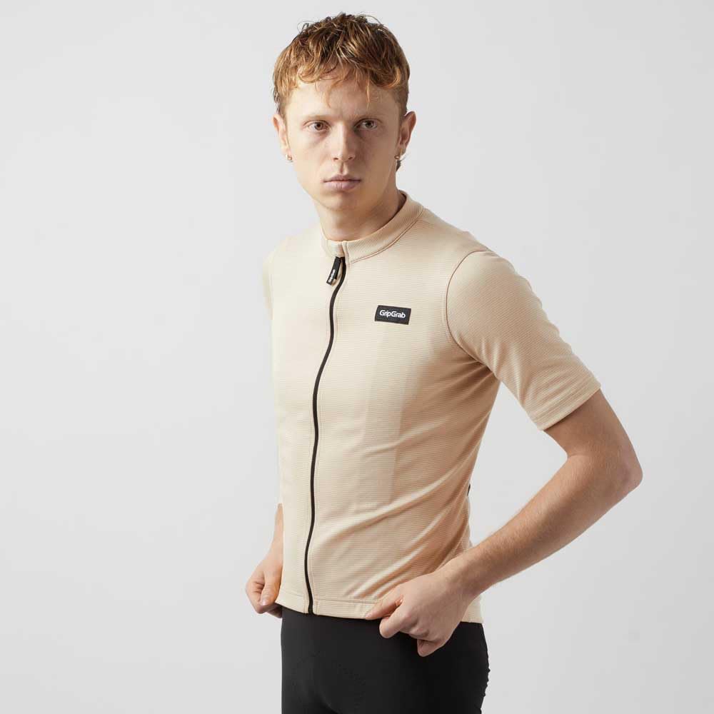 GripGrab EXPLR Merinotech Herren Sommer Kurzarmtrikot Merino Fahrradtrikot | Funktionales Gravel Radtrikot mit YKK-Reißverschluss, 3 Rückentaschen und Reißverschlusstasche, Silikongripper am Saum
