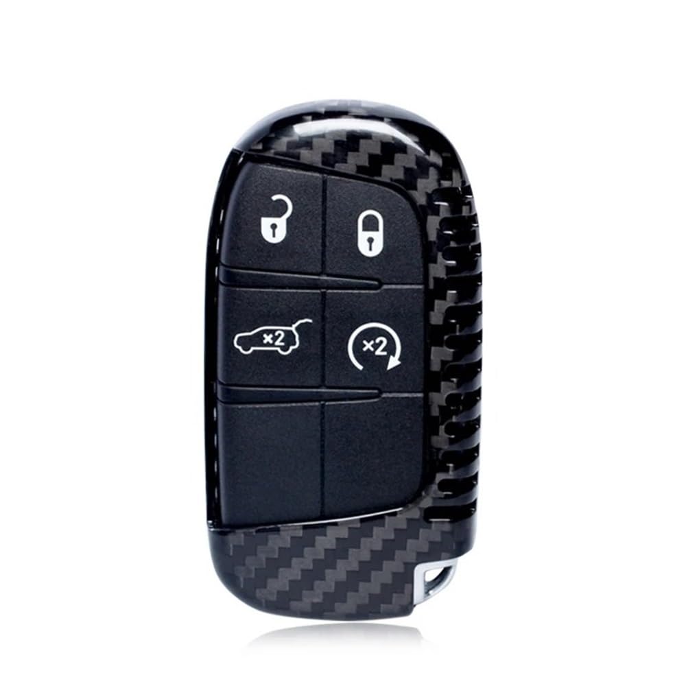 para Llave de Coche Funda Protectora para Llave Coche con Mando a Distancia para Dodge para Cherokee para Renegade. Fabricada en Fibra Carbono, Color Incluye Llavero.(Black)