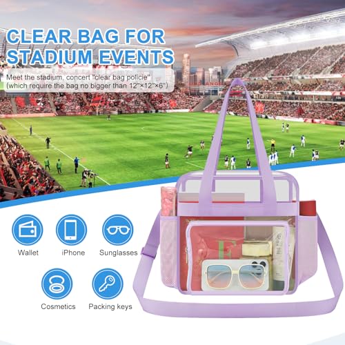 Image of Busiuw Clear Bag for Stadium Events, Stadium Approved 12x12x6 Clear Tote Bag for Sport Fan, Work Concert Travel
