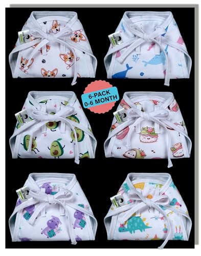 Image of Kids Need Premium langot for new born baby 0-3 months (6 Pack) Super Soft Double Layered nappy Breathable cotton cloth nappies for new born baby essentials | (NP1)