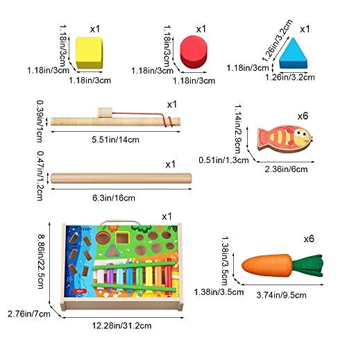 Ccmtanghong Wooden Montessori Learning Educational Toys For Gift Ages1-5 Year Old With Xylophone,Fishing Game,Shape Sorter,Carrot Harvest Hammering Pounding Toys For Toddler Preschool Interesting Gift #TOP5
