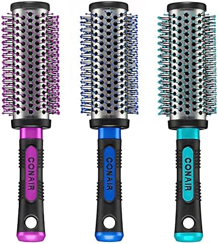 Conair Salon Results Professional Large Hot Curling Round Hair Brush with Nylon Bristles and Rubber-Grip Handle for Blow-Dry Styling (Colors and Packaging Vary), 1 Count