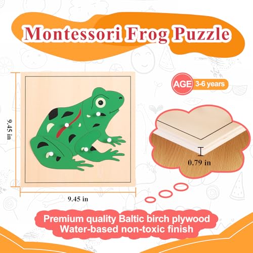 Image of Montessori Outlet Frog Puzzle for 3-6 Years Montessori Education at School and Home