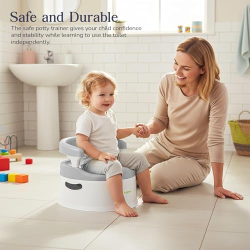 Image of Baybee Western Toilet Potty Seat for Kids, Baby Toilet Training Seat Chair with Anti-Slip Armrest, Backrest, Removable Tray, Portable Baby Potty for Toddler Travel Kids Potty Seat (Grey)