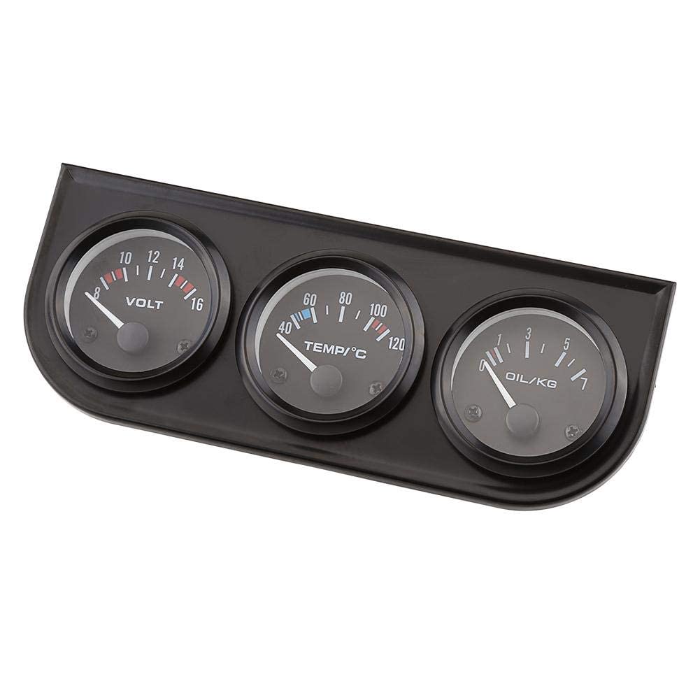 Yctze Jauges Triple universelles 52mm, voltmètre 3 en 1 + jauge de température d'eau + compteur de pression d'huile avec capteur compteur fonctionnel de camion de voiture oil pressure gauge oil pressu