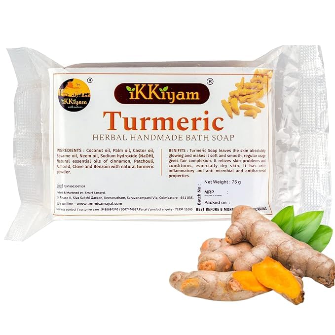 Turmeric Herbal Handmade Bath Soap with Organic Ayurvedic Ingredients for Detoxification Tan Removal Exfoliating 100% Natural Chemical Free Antibacterial Soap Pack of 1-image-18