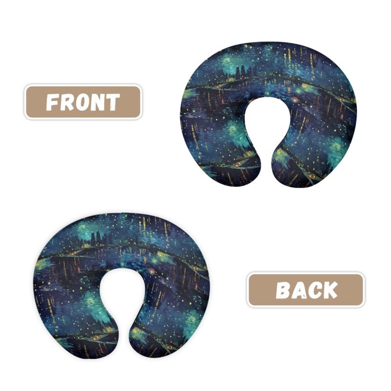 Miniatura 3 de Funda de almohada de lactancia de noche estrellada con pintura al óleo, transpirable, funda de almohada de lactancia materna con galaxia degradada