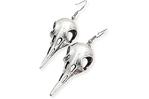 Silver Raven Skull Earrings: Enchanting Gothic Adornment for the Bewitching