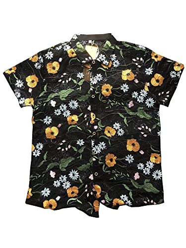 Mens Pattern Short Sleeve Shirts Button Down Slim Fit2