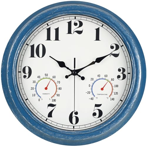 JENLYSTIME 13 Inch Outdoor Clock, Waterproof and...