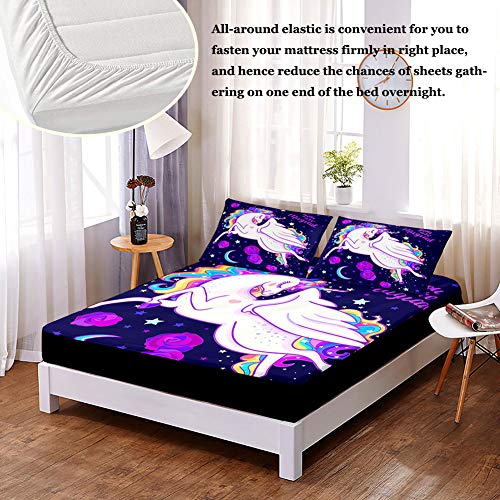 Ouduo 3D marmeren hoeslakens & kussenslopen Set microvezel beddengoed lakens met diepe zak 30cm voor dubbel kingsize bed… - Image 5