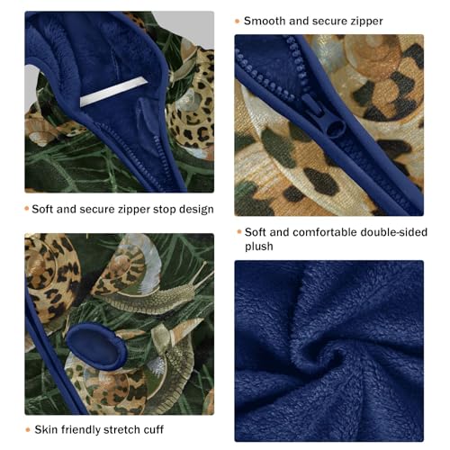 Snail Pattern on Green Toddler Fleece Jacket Girl Boys Hooded Fleece Jacket Coat Warm Outwear Zip-up 3-10T3