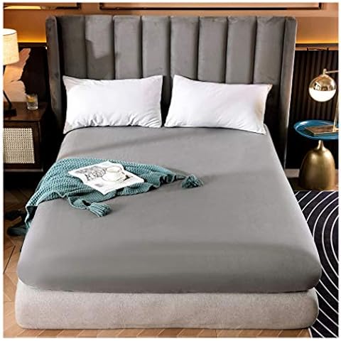 SAIF Grey Fitted Bed Sheet 600TC Microfiber Cover