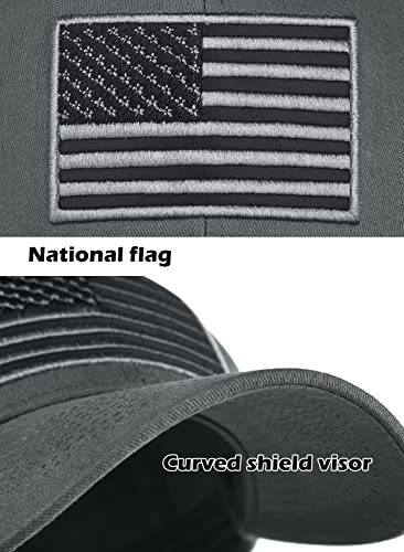 Iyebrao 2 Pack American Flag Baseball Cap For Men＆Women Low Profile Usa Cotton Trucker Hat Adjustable Plain Dad Hat Unisex (2 Pack-Black＆Dark Grey) #TOP5