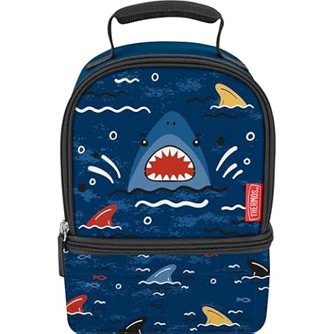 Thermos Dual-Compartment Lunch Kit with Shark Print Cover