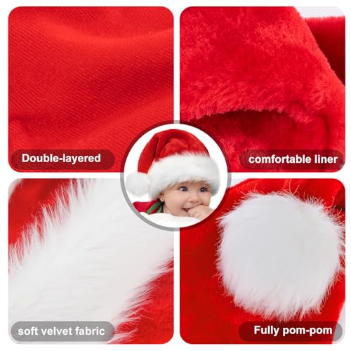 TLarder Santa Hats for Adults: Christmas Hats Adult Luxury Velvet Holiday Hat - Image 2