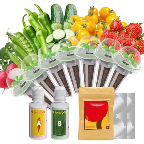 LYKOCLEAN Tomato Seed Pod Kit for AeroGarden Hydroponics Growing System, 350+ Seeds, Include Red Pepper, Green Pepper, Yellow Pepper, Purple Bell Pepper, Cucumber, Red Cherry Tomato, Golden Tomato Cover
