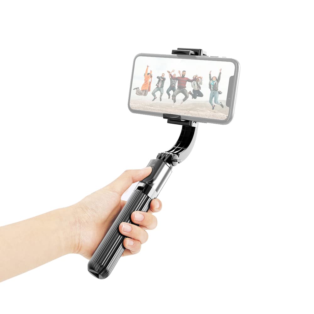 Akozon Trépied Stabilisateur de Cardan de Téléphone de Voyage 3 en 1 pour Perche à Selfie 86cm avec Télécommande, pour Smartphones