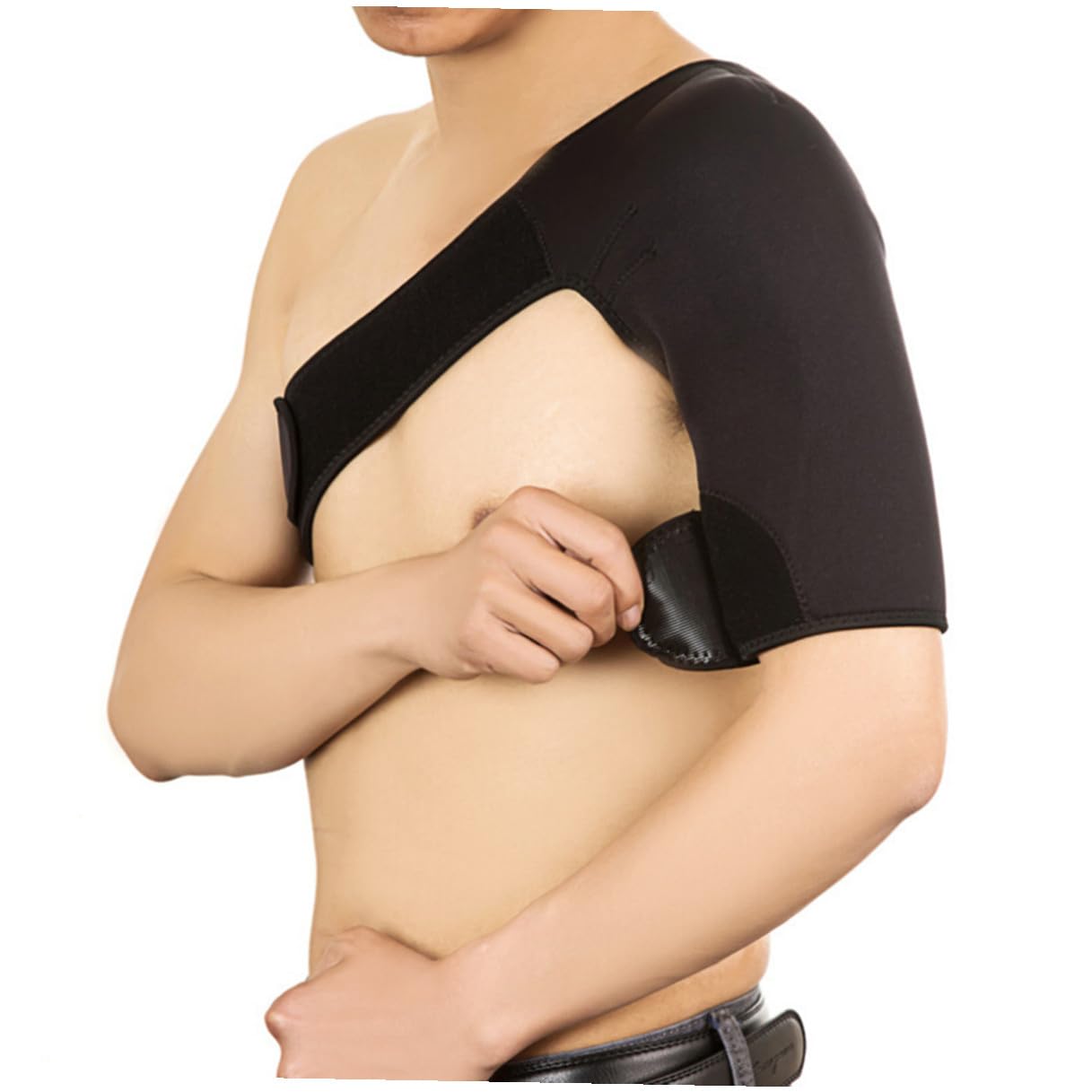 One Size Fits Adjustable Elastic Shoulder Support Brace Easy-On Adjustable Straps for Men and Women Lightweight Relief