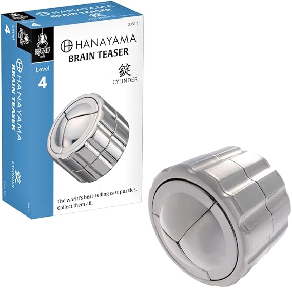 BePuzzled |Cylinder Hanayama Metal Brainteaser Puzzle Mensa Rated Level 4, for Ages 12 and Up